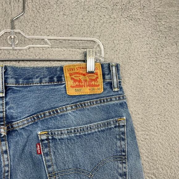 Levi's Jeans Men's 34x30 Blue Denim Straight Red Tab 560 Distressed Faded Work - Picture 13 of 15